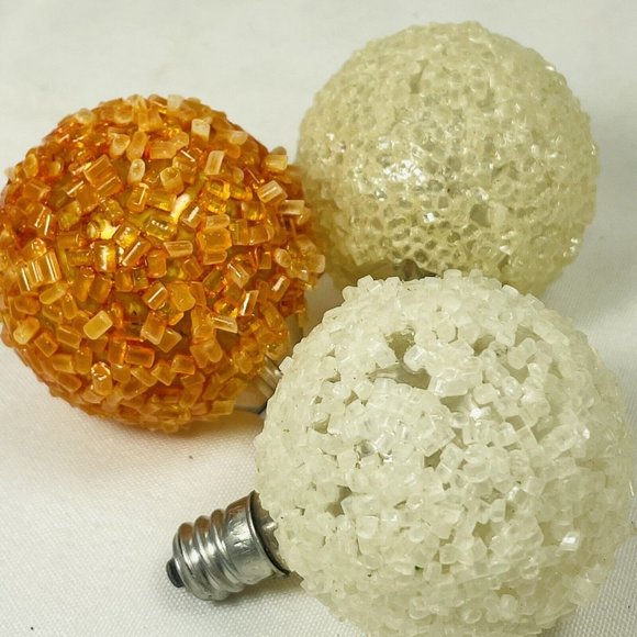 2 White & 1 Orange Vintage Lighted Ice frosted Christmas Bulbs ONLY Lot of 3 - Picture 12 of 16